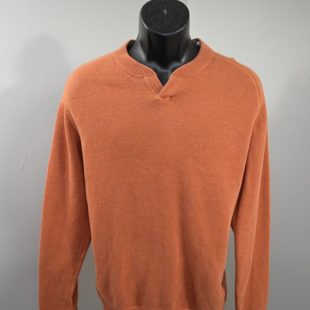 Tommy Bahama Reversible Sweater Orange / Gray Long Sleeve Pullover Mens Small